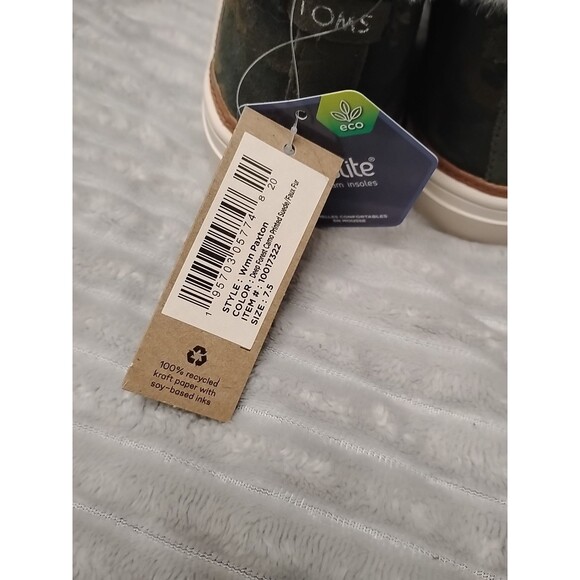 Toms Paxton Slip On Shoe Deep Forest Green Camo Womens Size 7.5 Suede Faux Fur - Picture 7 of 14